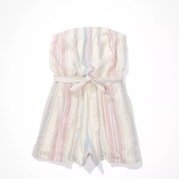 AMERICAN EAGLE Striped Tube Romper Linen blend Size M - Picture 2 of 15